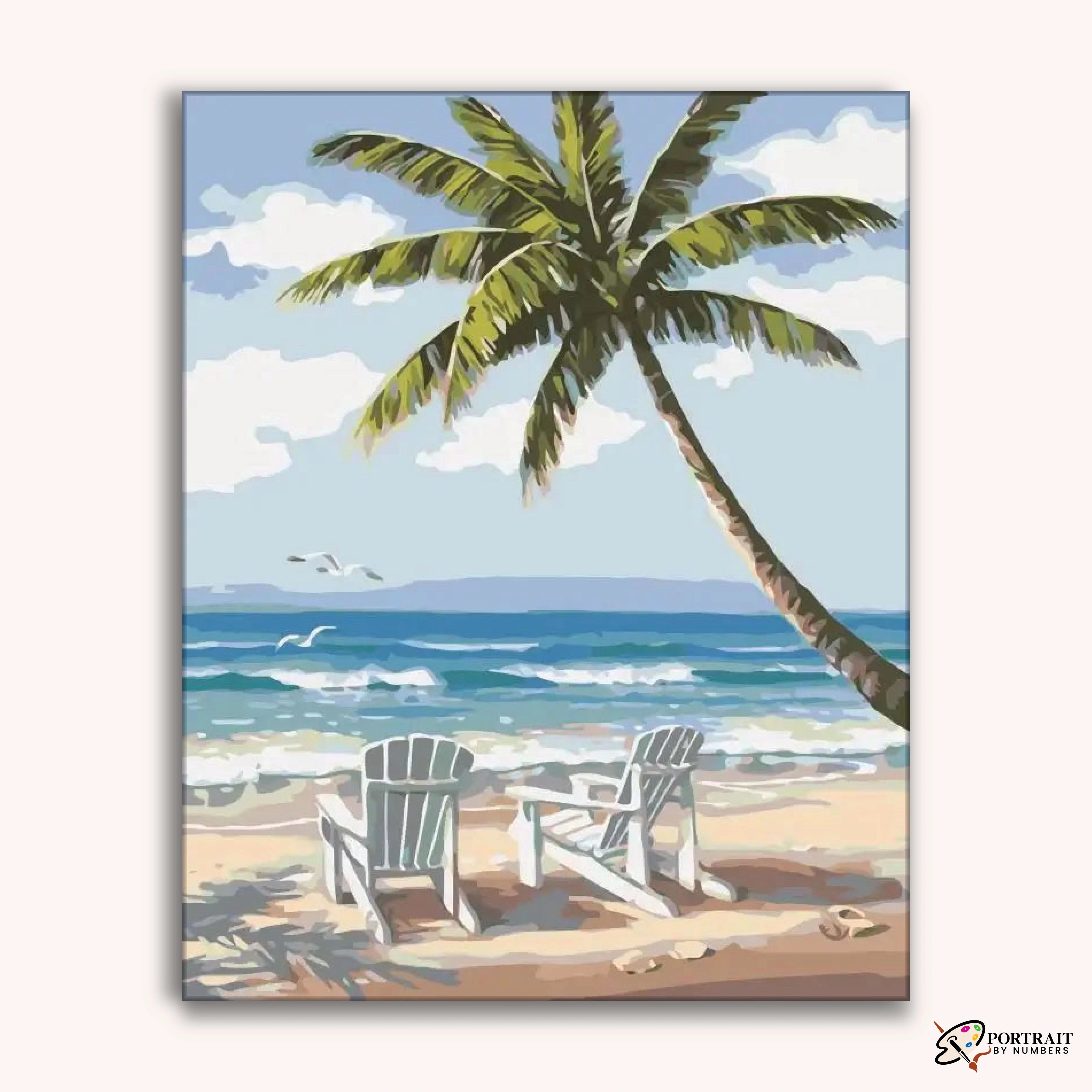 Chairs on Beach -  Paint by Numbers Kit for Adults -  Portrait By Numbers