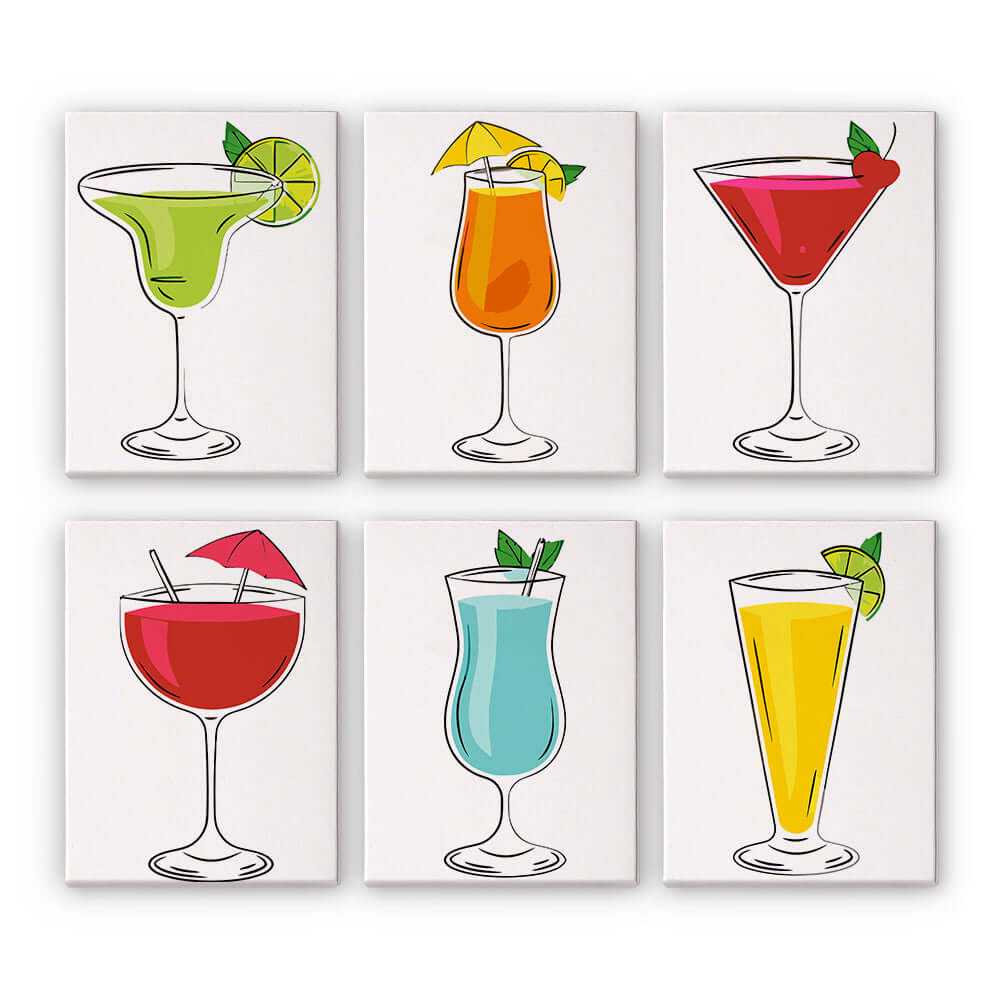 Chic Cocktails (Set of 6) -  Paint by Numbers Kit for Adults -  Portrait By Numbers