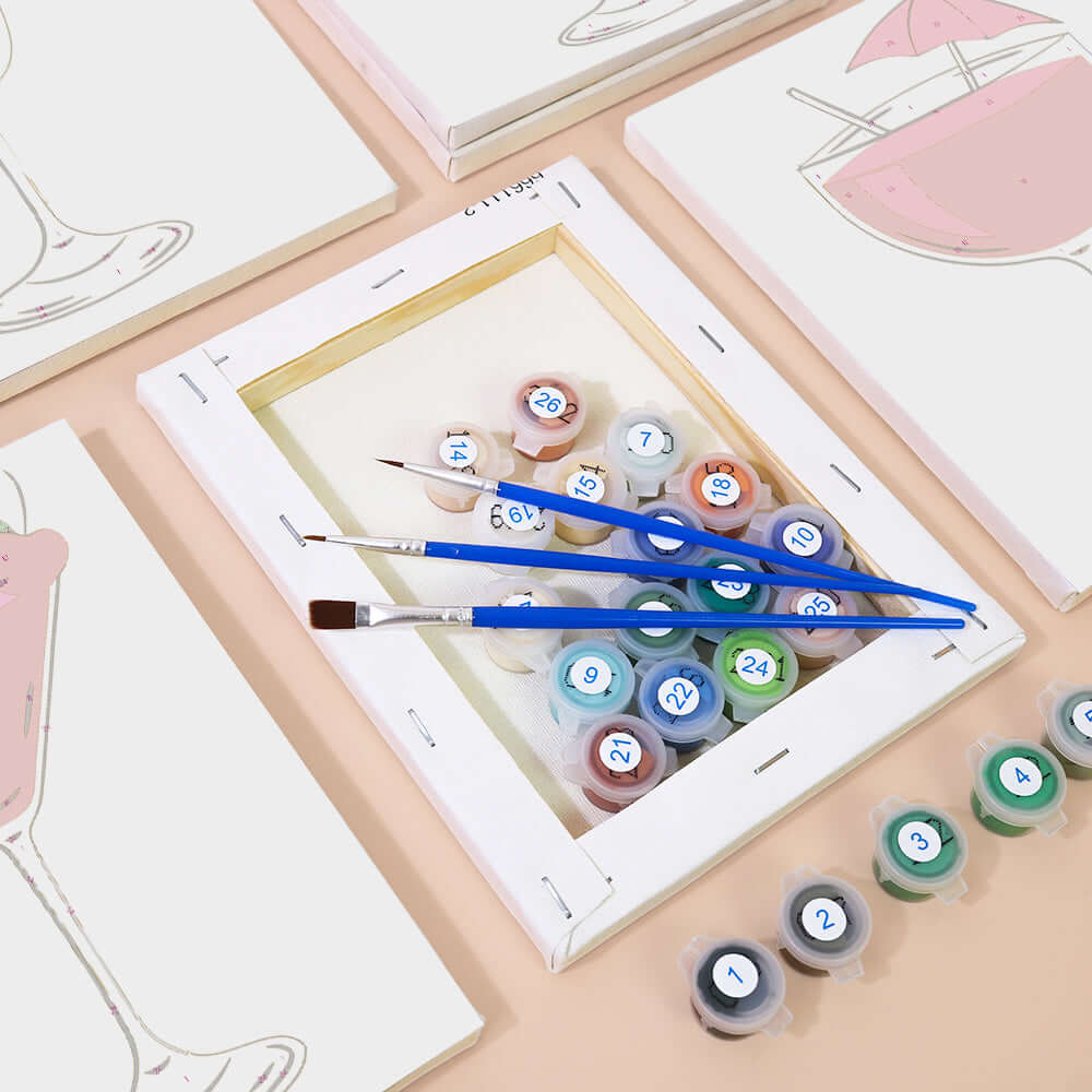 Chic Cocktails (Set of 6) -  Paint by Numbers Kit for Adults -  Portrait By Numbers