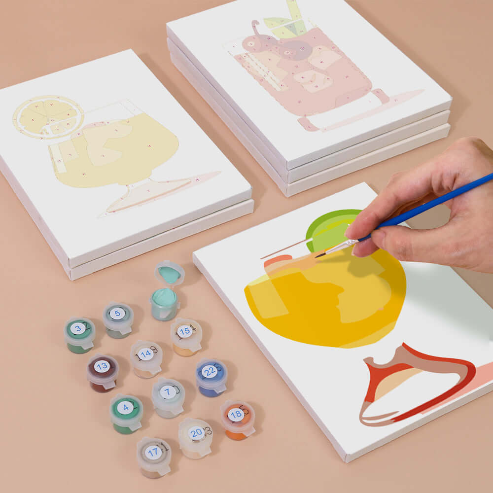 Chic Sips (Set of 6) -  Paint by numbers Kit -  Portrait By Numbers