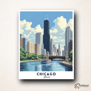 Chicago Travel Poster -  Paint by numbers Kit -  Portrait By Numbers