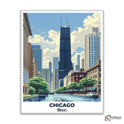 Chicago Travel Poster -  Paint by Numbers Kit for Adults -  Portrait By Numbers