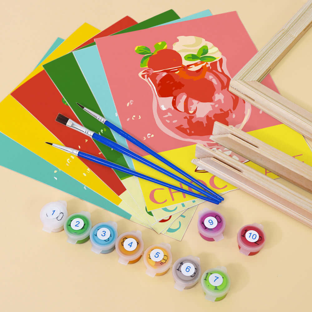 ChocoChill Sips (Set of 6) -  Paint by Numbers Kit for Adults -  Portrait By Numbers