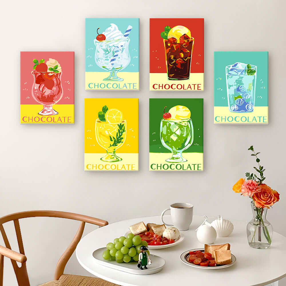 ChocoChill Sips (Set of 6) -  Paint by Numbers Kit for Adults -  Portrait By Numbers