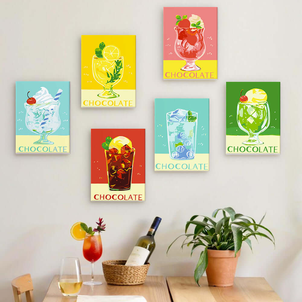 ChocoChill Sips (Set of 6) -  Paint by Numbers Kit for Adults -  Portrait By Numbers