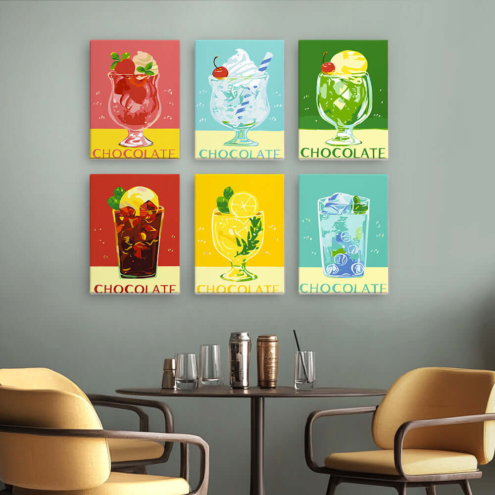 ChocoChill Sips (Set of 6) -  Paint by Numbers Kit for Adults -  Portrait By Numbers