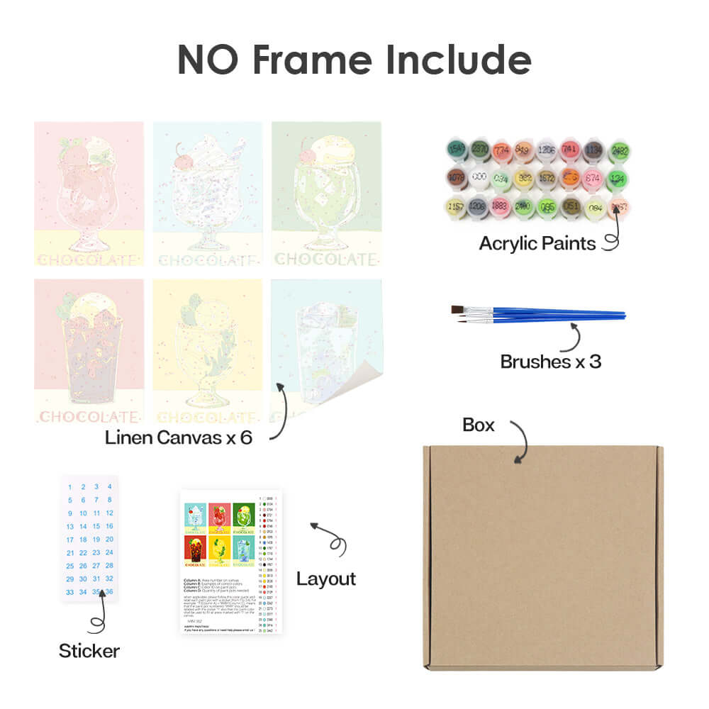ChocoChill Sips (Set of 6) -  Paint by Numbers Kit for Adults -  Portrait By Numbers