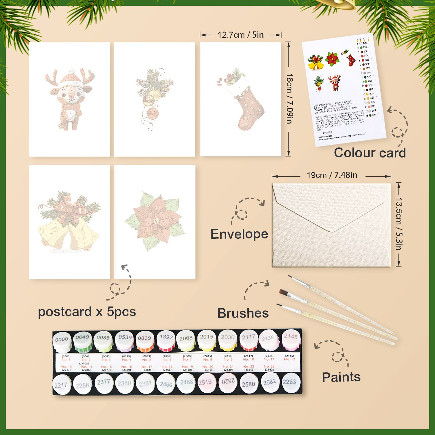 Christmas Cheer Poster Cards Set -  Paint by Numbers Kit for Adults -  Portrait By Numbers