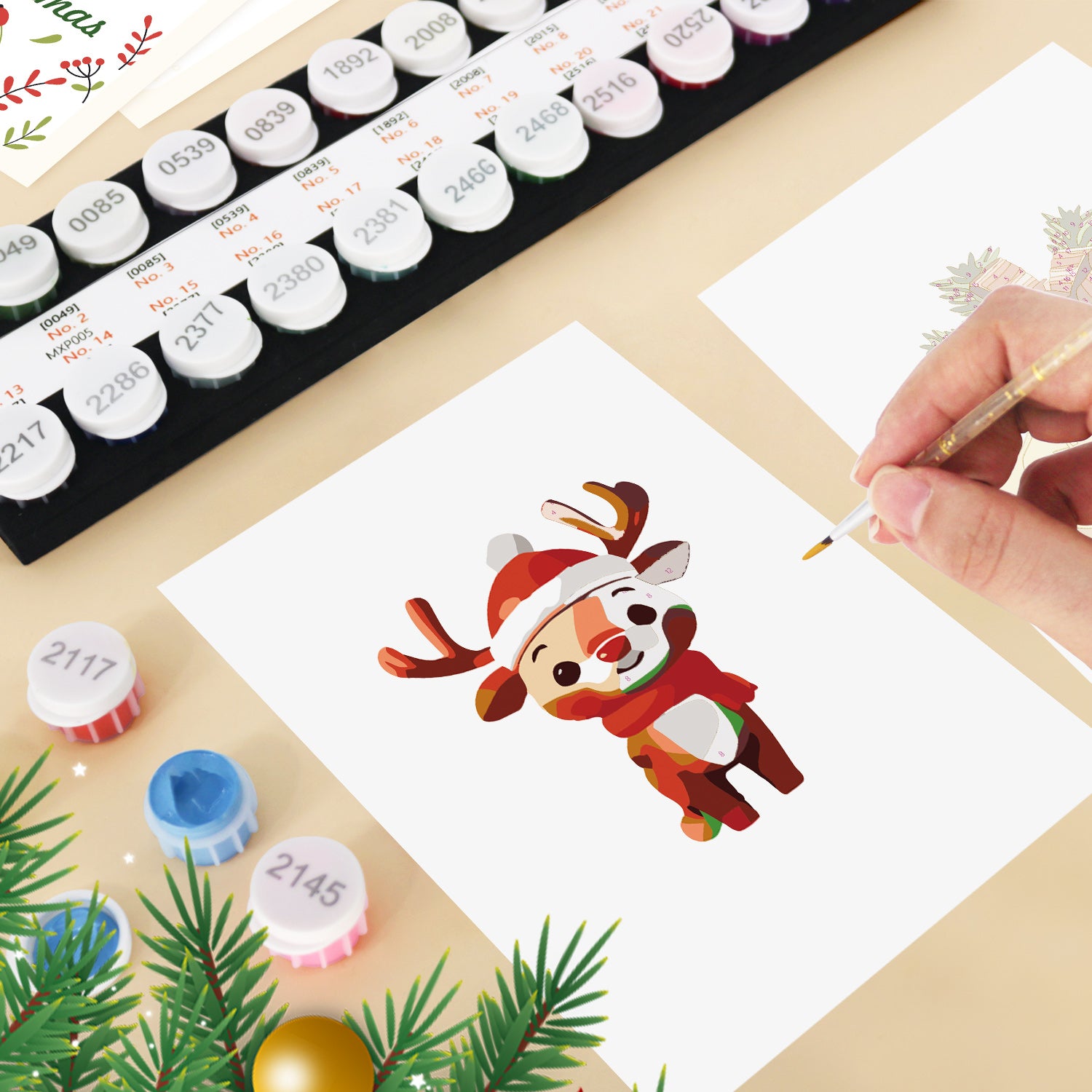 Christmas Cheer Poster Cards Set -  Paint by Numbers Kit for Adults -  Portrait By Numbers