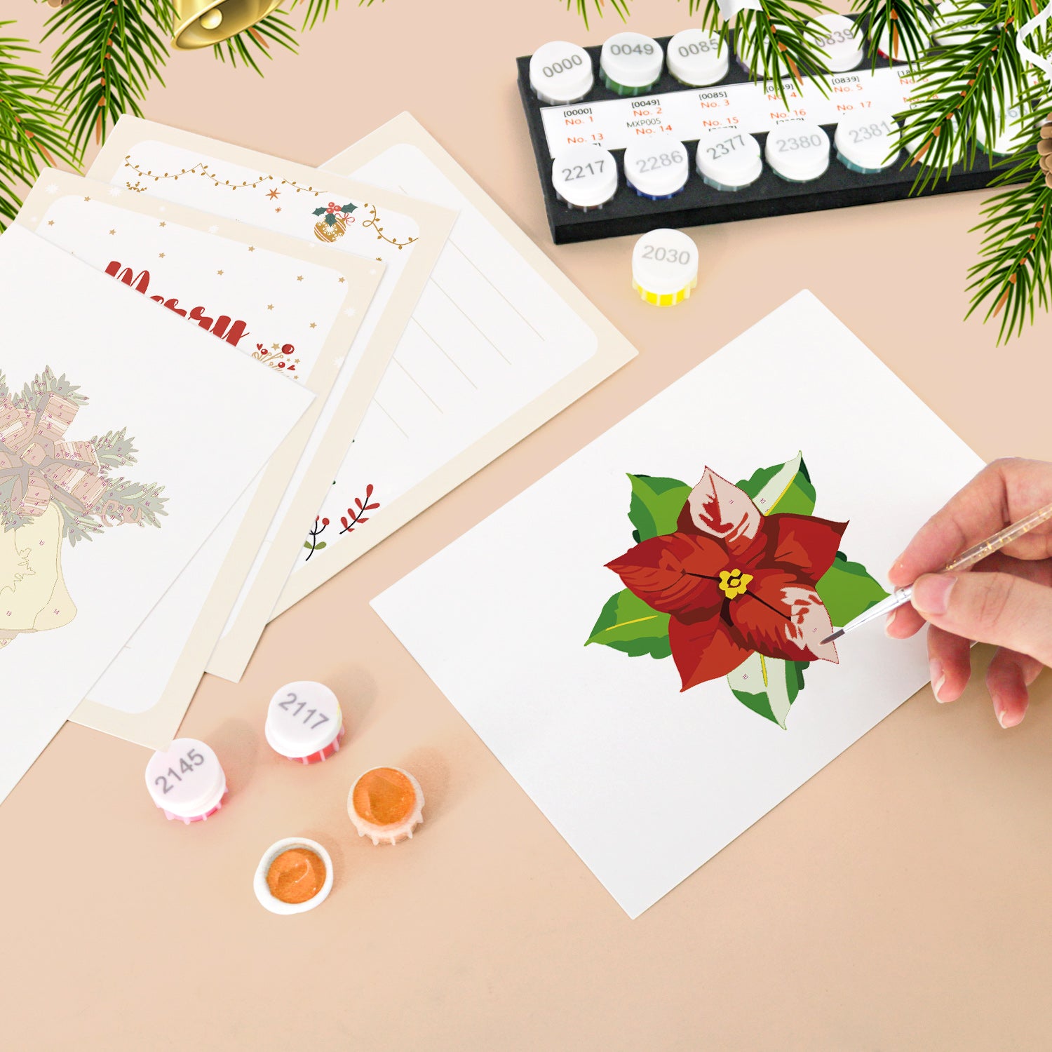 Christmas Cheer Poster Cards Set -  Paint by Numbers Kit for Adults -  Portrait By Numbers