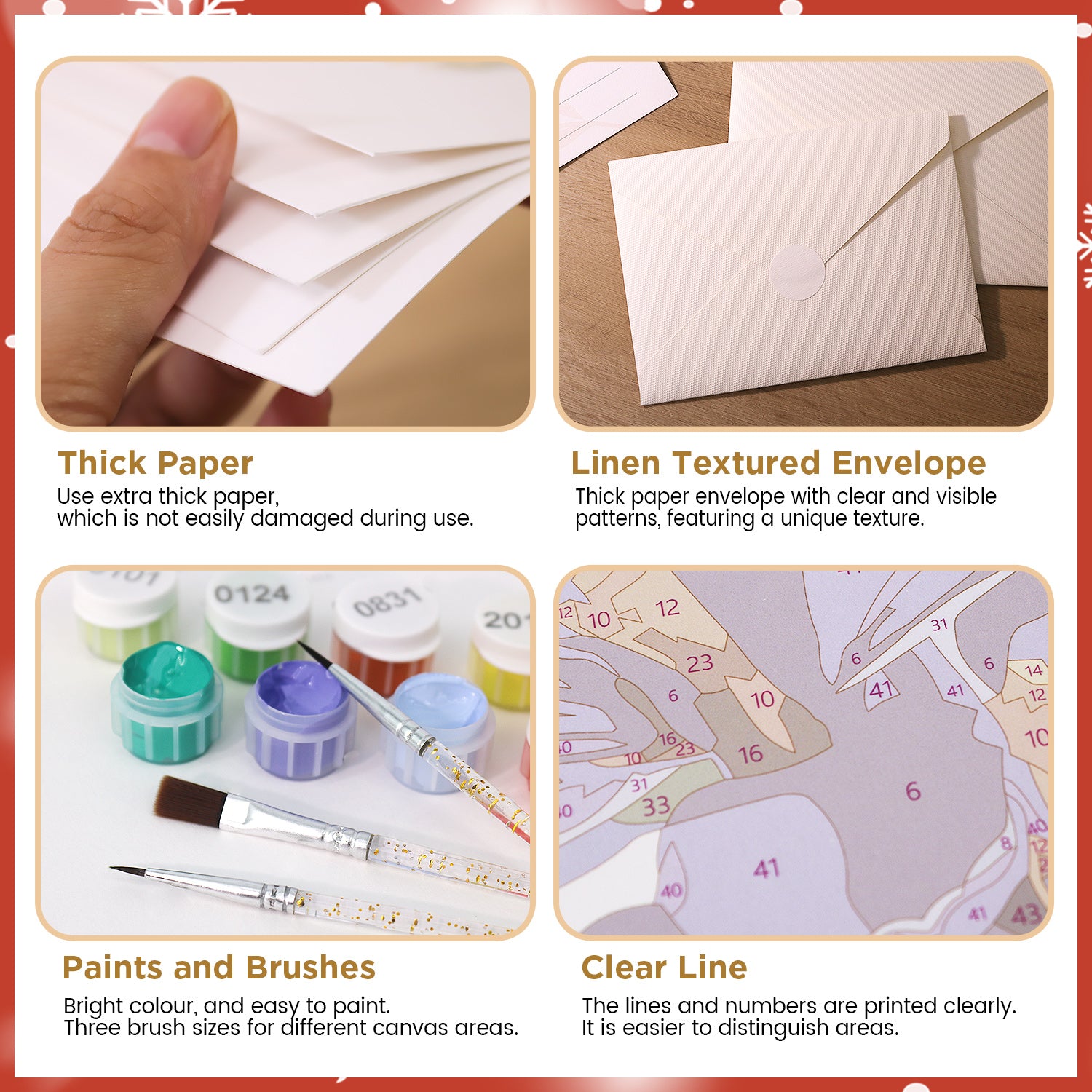 Christmas Cheer Poster Cards Set -  Paint by Numbers Kit for Adults -  Portrait By Numbers