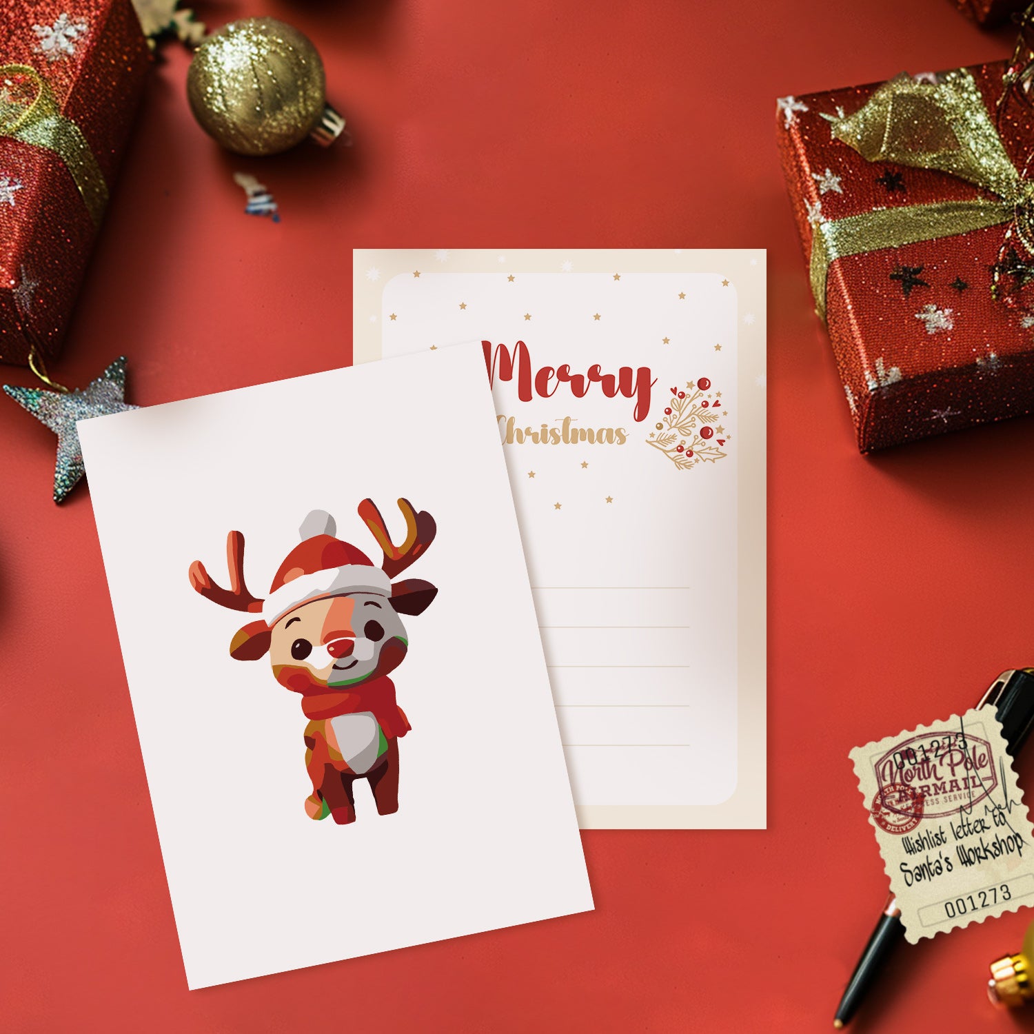 Christmas Cheer Poster Cards Set -  Paint by Numbers Kit for Adults -  Portrait By Numbers