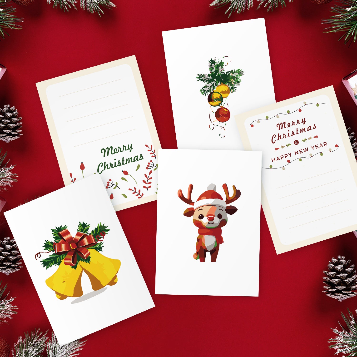 Christmas Cheer Poster Cards Set -  Paint by Numbers Kit for Adults -  Portrait By Numbers