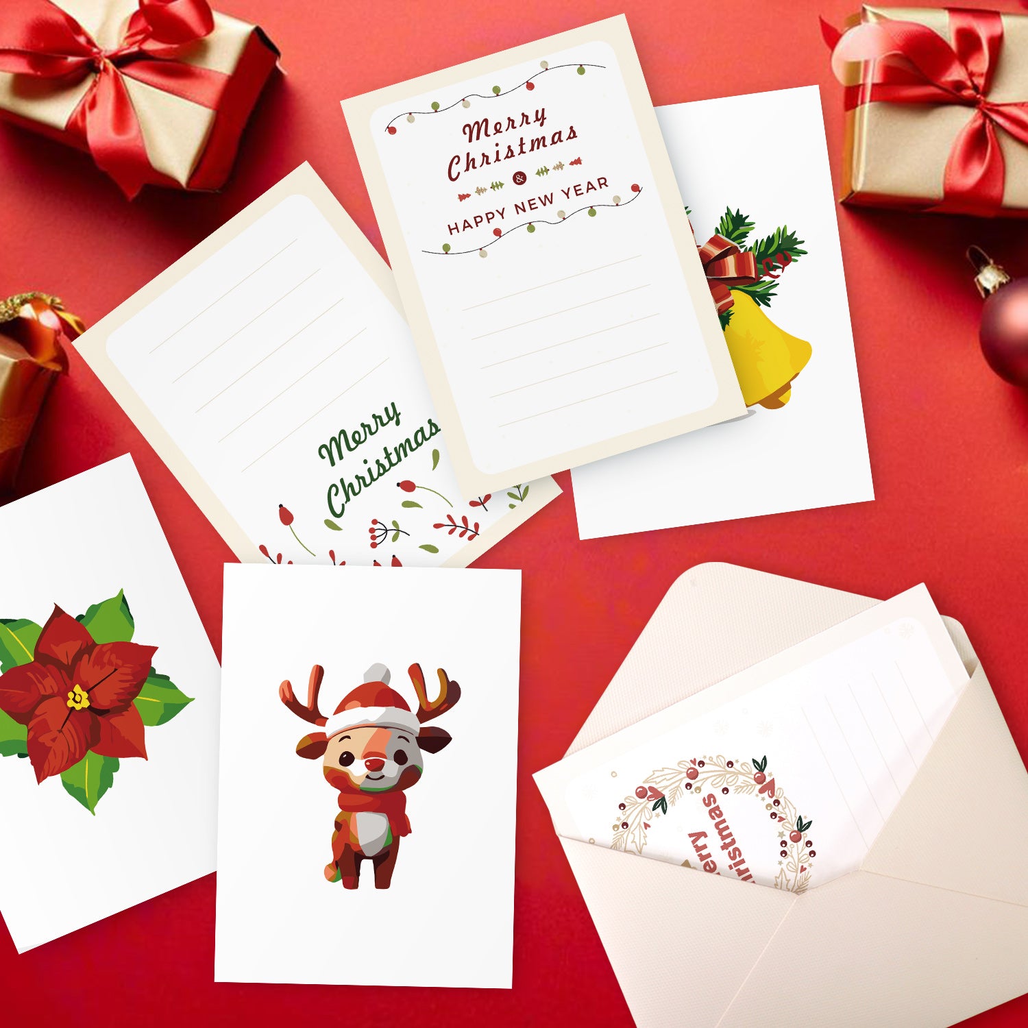 Christmas Cheer Poster Cards Set -  Paint by Numbers Kit for Adults -  Portrait By Numbers