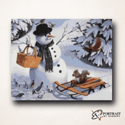 Christmas Gift Snowman -  Paint by numbers Kit -  Portrait By Numbers