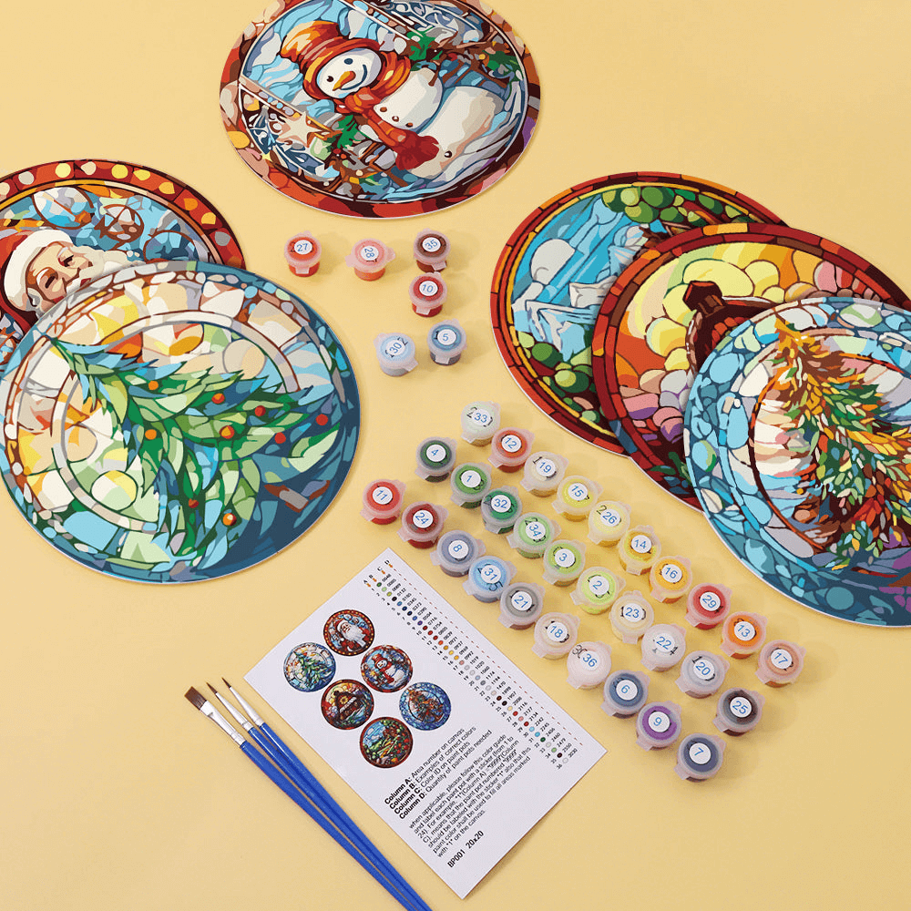 Christmas Reflections (Set of 6) -  Paint by numbers Kit -  Portrait By Numbers