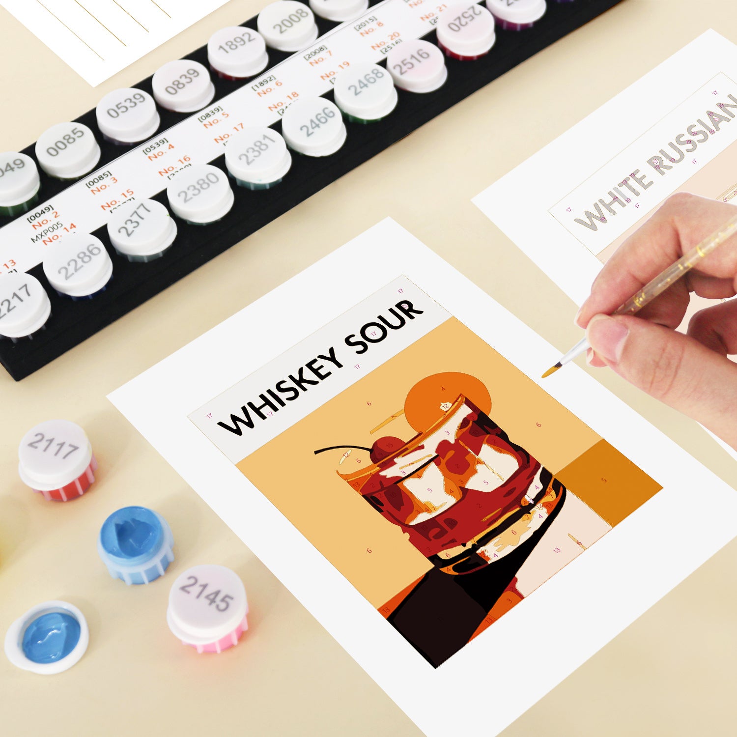 Classic Mixology Poster Cards Set -  Paint by Numbers Kit for Adults -  Portrait By Numbers