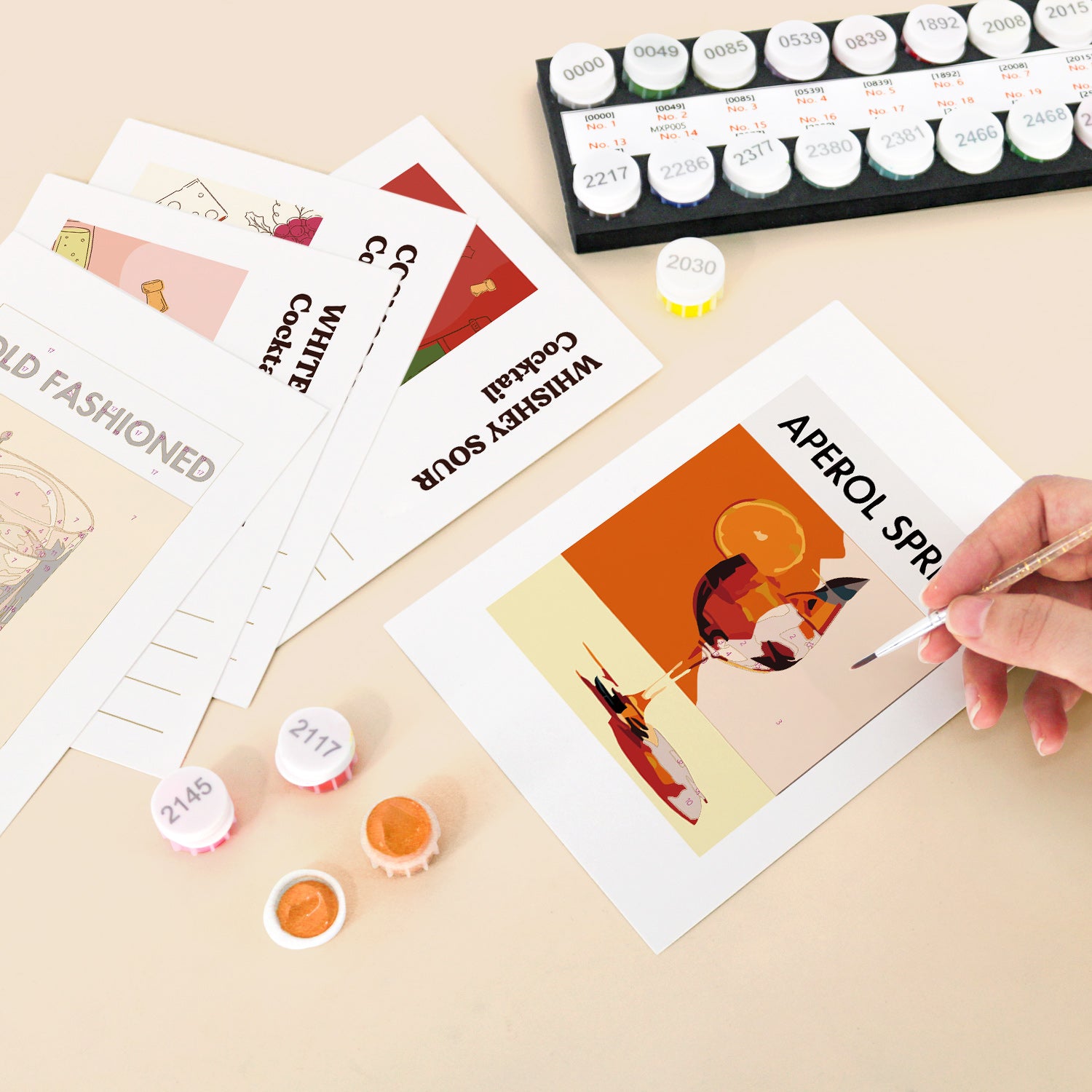 Classic Mixology Poster Cards Set -  Paint by Numbers Kit for Adults -  Portrait By Numbers