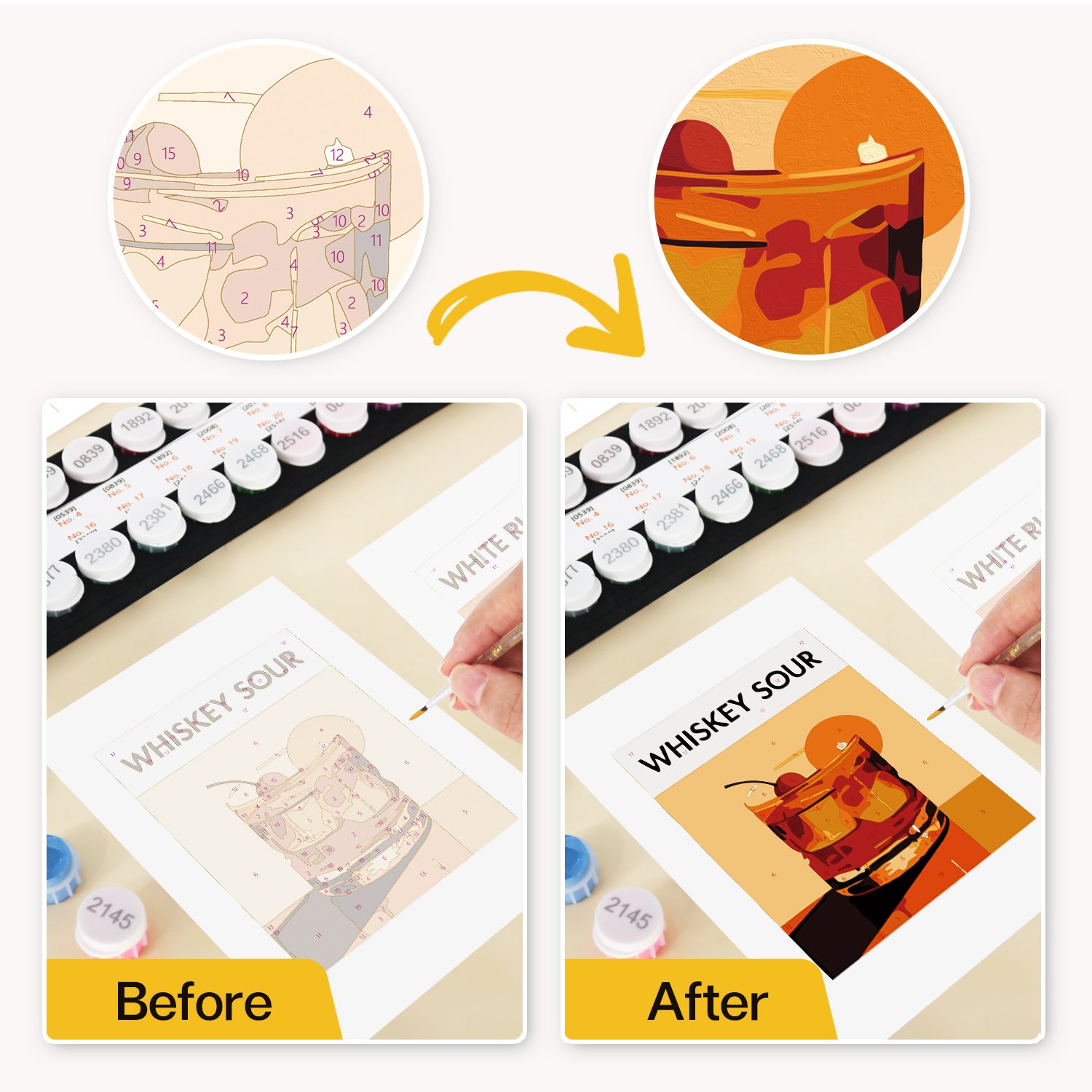 Classic Mixology Poster Cards Set -  Paint by Numbers Kit for Adults -  Portrait By Numbers