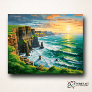 Cliffside Sunset Waves -  Paint by Numbers Kit for Adults -  Portrait By Numbers