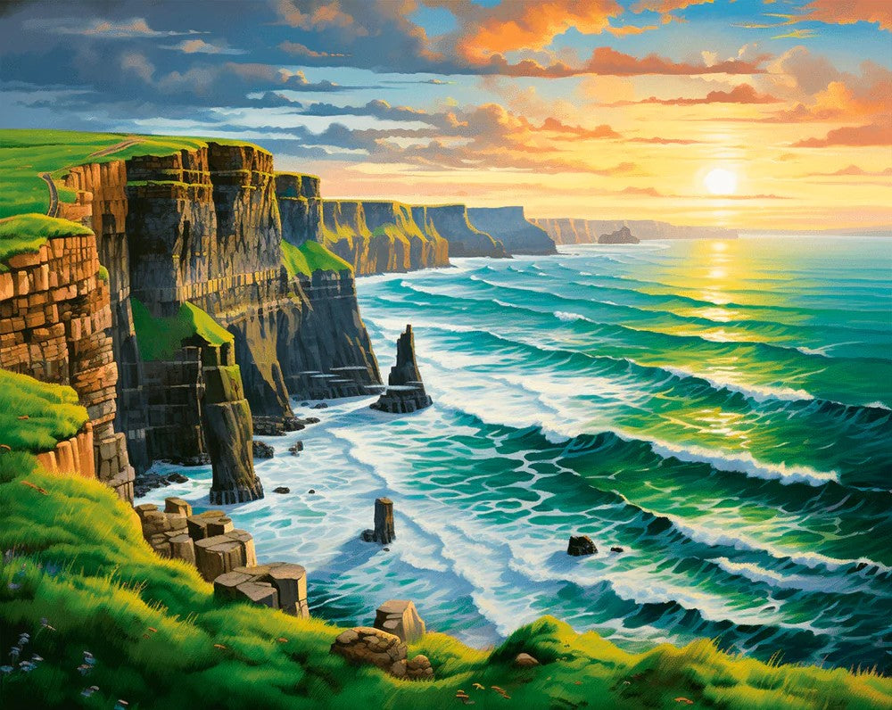 Cliffside Sunset Waves