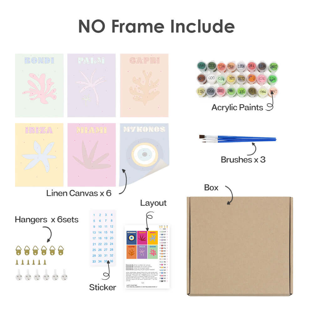 Coastline Crush (Set of 6) -  Paint by Numbers Kit for Adults -  Portrait By Numbers