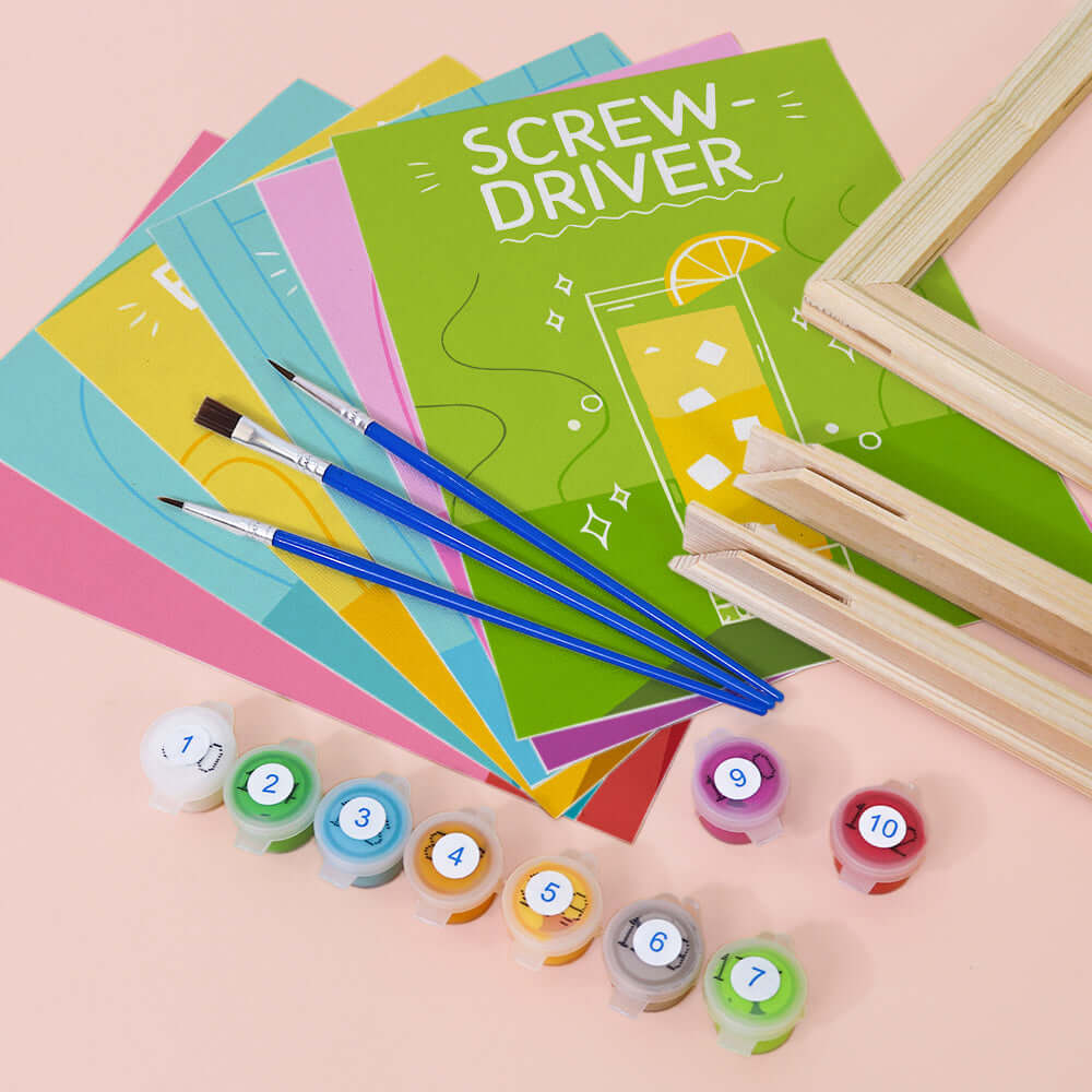 Cocktail Classics (Set of 6) -  Paint by Numbers Kit for Adults -  Portrait By Numbers