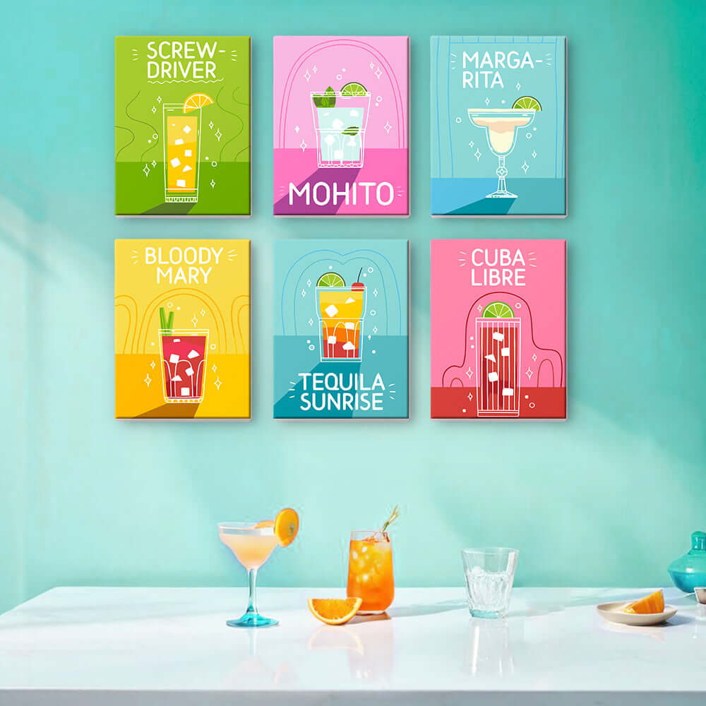 Cocktail Classics (Set of 6) -  Paint by Numbers Kit for Adults -  Portrait By Numbers