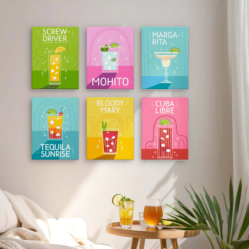 Cocktail Classics (Set of 6) -  Paint by Numbers Kit for Adults -  Portrait By Numbers