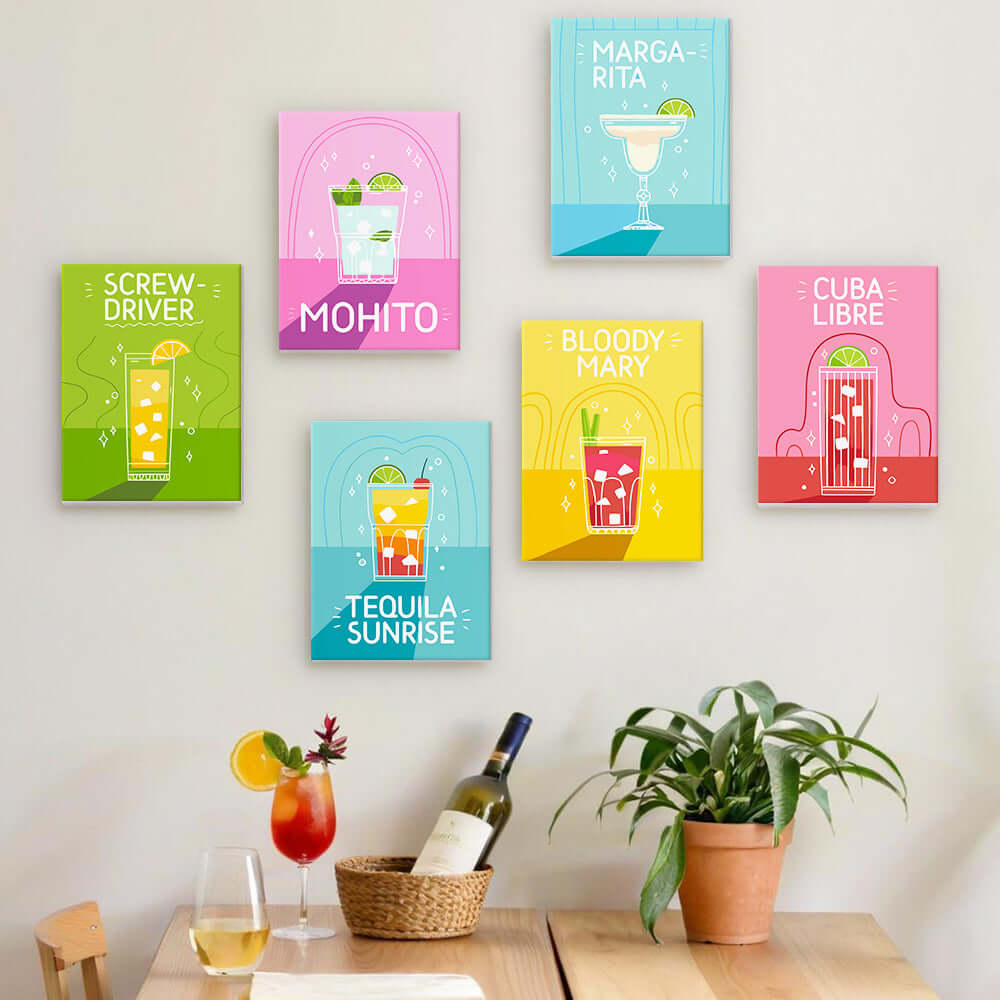 Cocktail Classics (Set of 6) -  Paint by Numbers Kit for Adults -  Portrait By Numbers