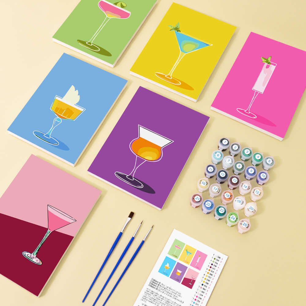 Cocktail Pop (Set of 6) -  Paint by Numbers Kit for Adults -  Portrait By Numbers