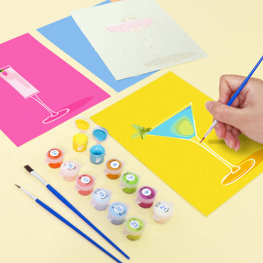 Cocktail Pop (Set of 6) -  Paint by Numbers Kit for Adults -  Portrait By Numbers