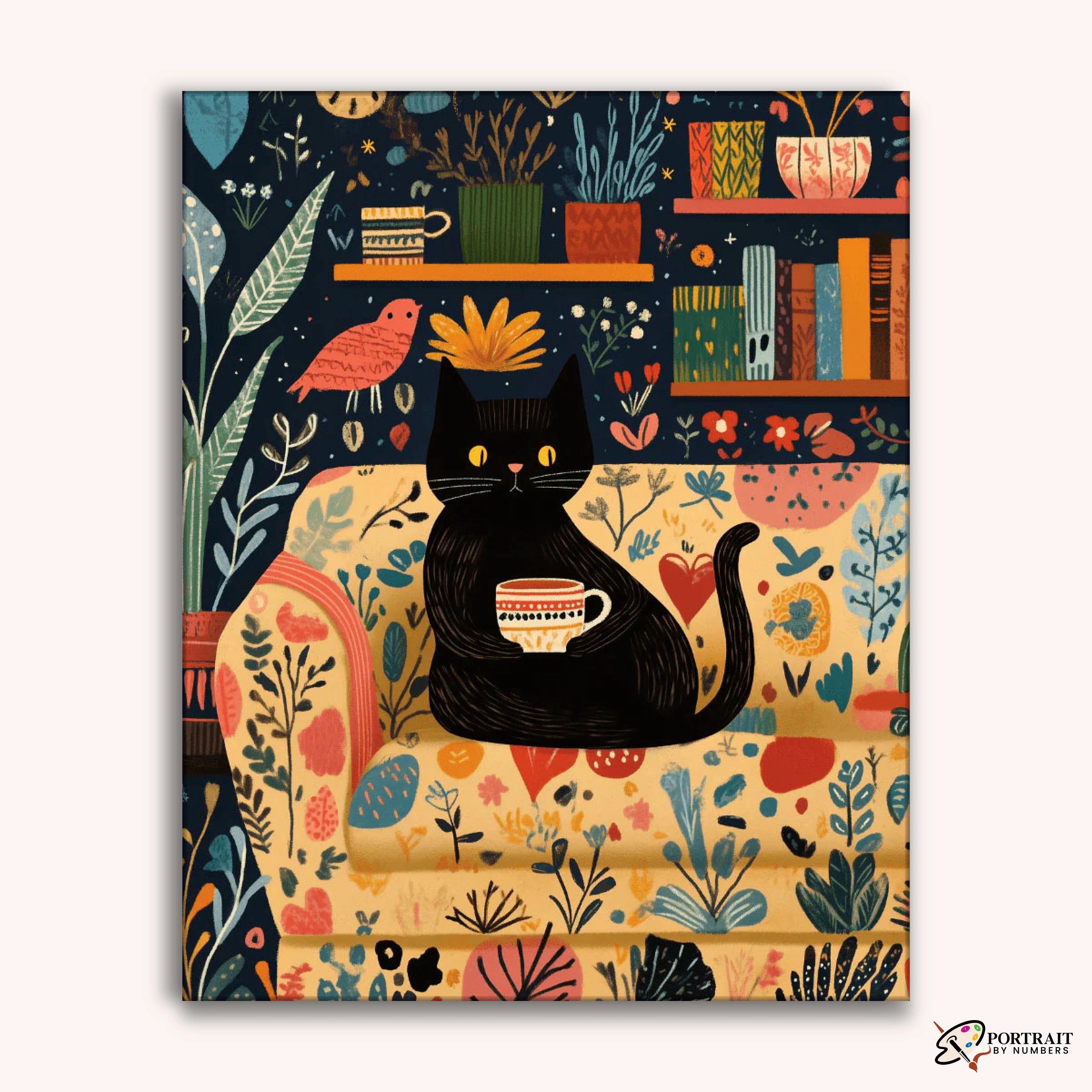 Coffee Cat -  Paint by Numbers Kit for Adults -  Portrait By Numbers