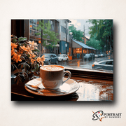 Coffee Rainy Day -  Paint by Numbers Kit for Adults -  Portrait By Numbers