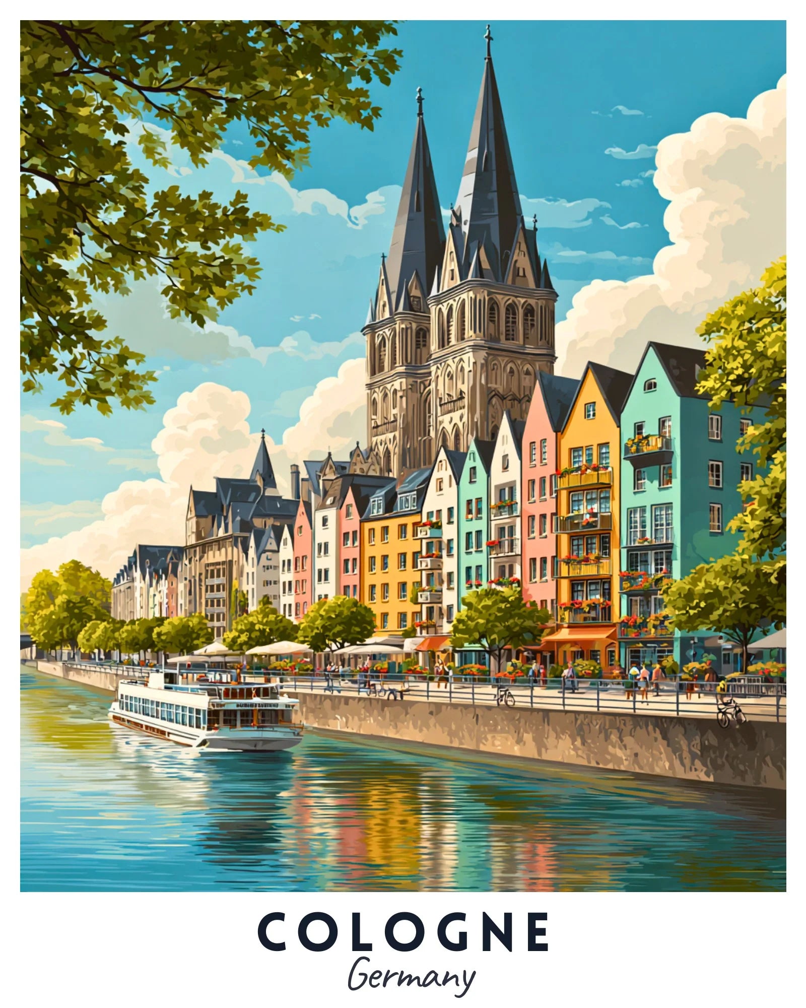 Cologne - Travel Poster -  Paint by Numbers Kit for Adults -  Portrait By Numbers