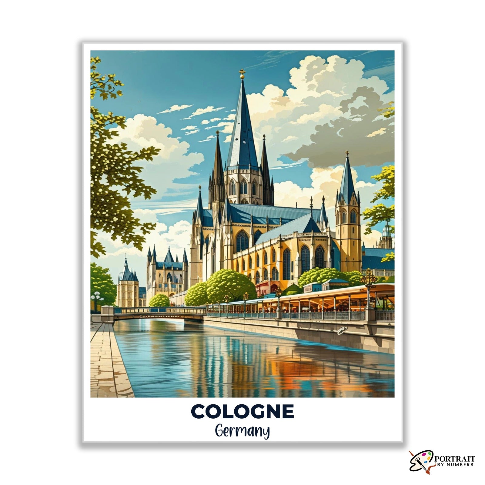 Cologne Travel Poster -  Paint by Numbers Kit for Adults -  Portrait By Numbers