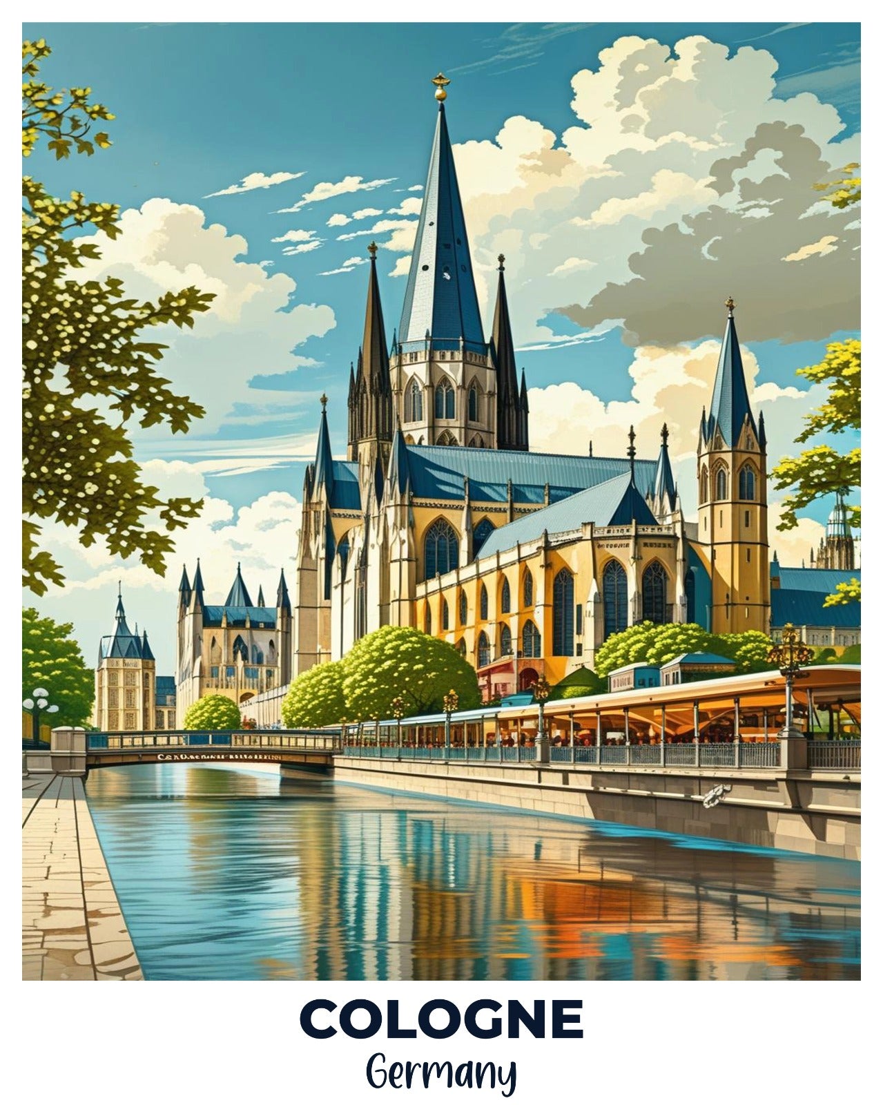 Cologne Travel Poster -  Paint by Numbers Kit for Adults -  Portrait By Numbers