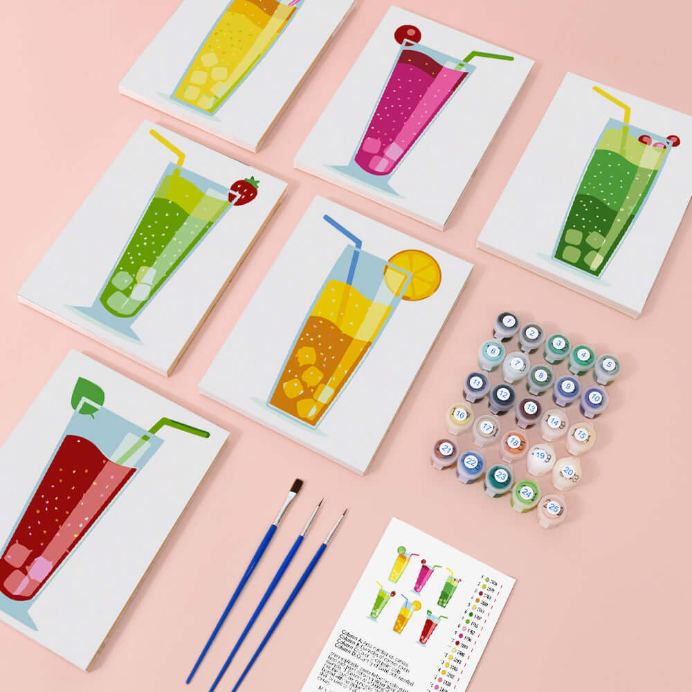 Color Sip (Set of 6) -  Paint by numbers Kit -  Portrait By Numbers