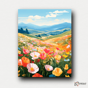 Colored Flower Field -  Paint by Numbers Kit for Adults -  Portrait By Numbers