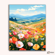 Colored Flower Field -  Paint by Numbers Kit for Adults -  Portrait By Numbers
