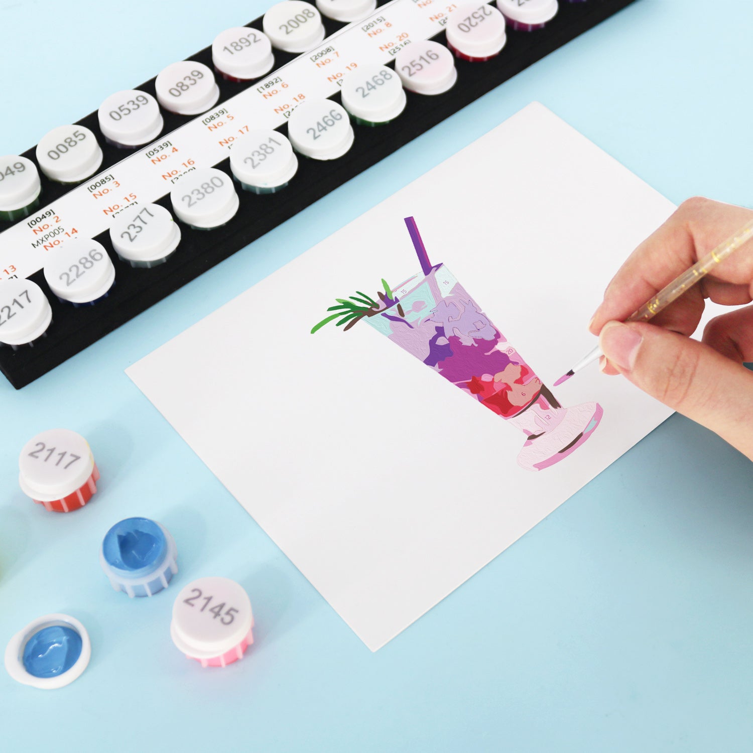 Colorful Sips Poster Cards Set -  Paint by Numbers Kit for Adults -  Portrait By Numbers