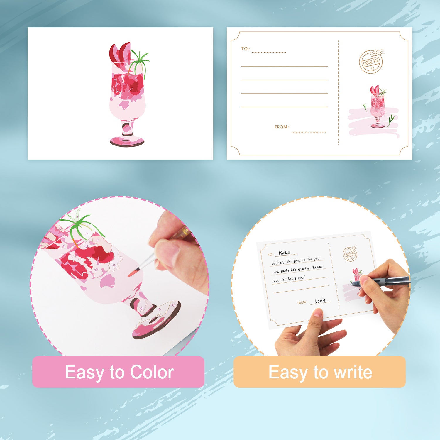 Colorful Sips Poster Cards Set -  Paint by Numbers Kit for Adults -  Portrait By Numbers