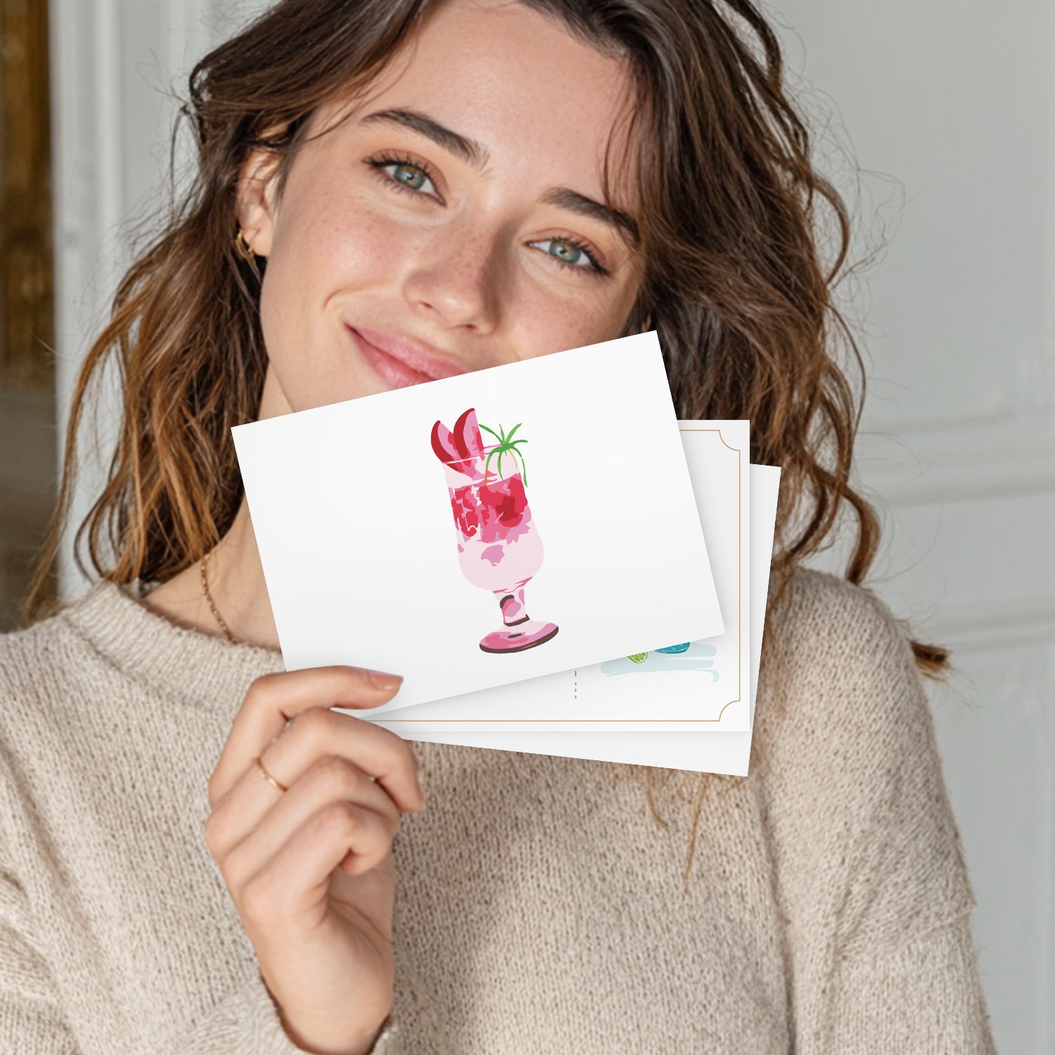 Colorful Sips Poster Cards Set -  Paint by Numbers Kit for Adults -  Portrait By Numbers