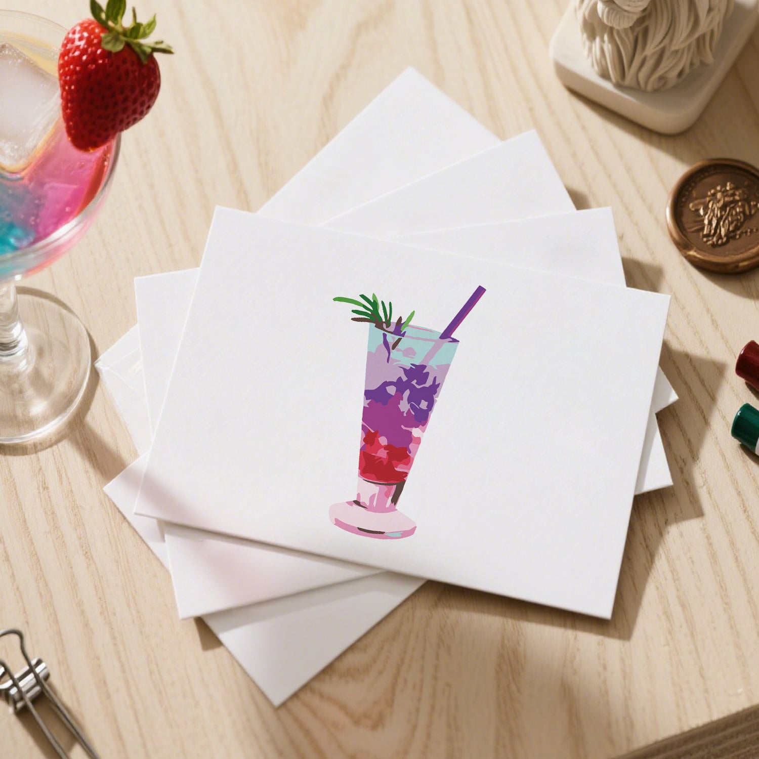 Colorful Sips Poster Cards Set -  Paint by Numbers Kit for Adults -  Portrait By Numbers