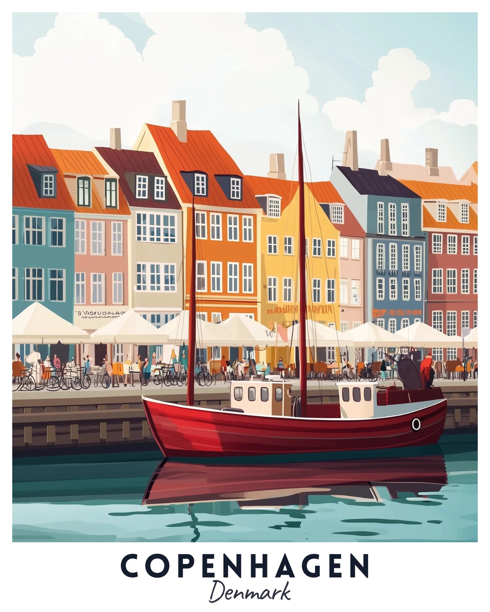 Copenhagen Travel Poster -  Paint by Numbers Kit for Adults -  Portrait By Numbers