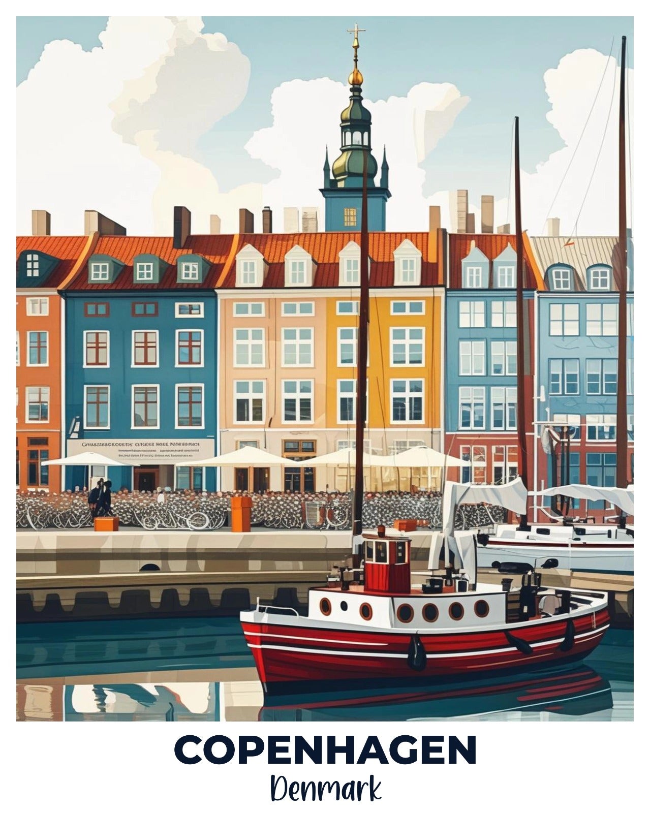 Copenhagen Travel Poster -  Paint by Numbers Kit for Adults -  Portrait By Numbers