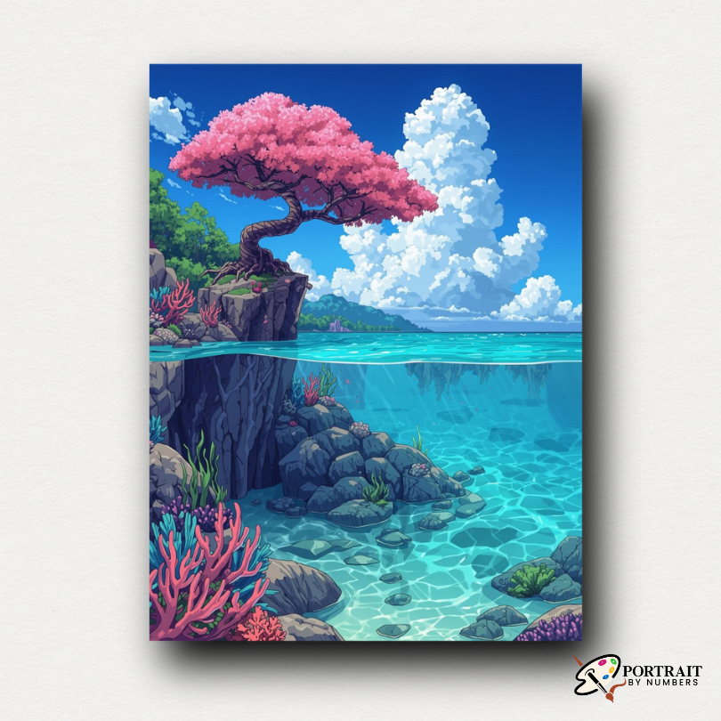 Coral Blossom -  Paint by numbers Kit -  Portrait By Numbers