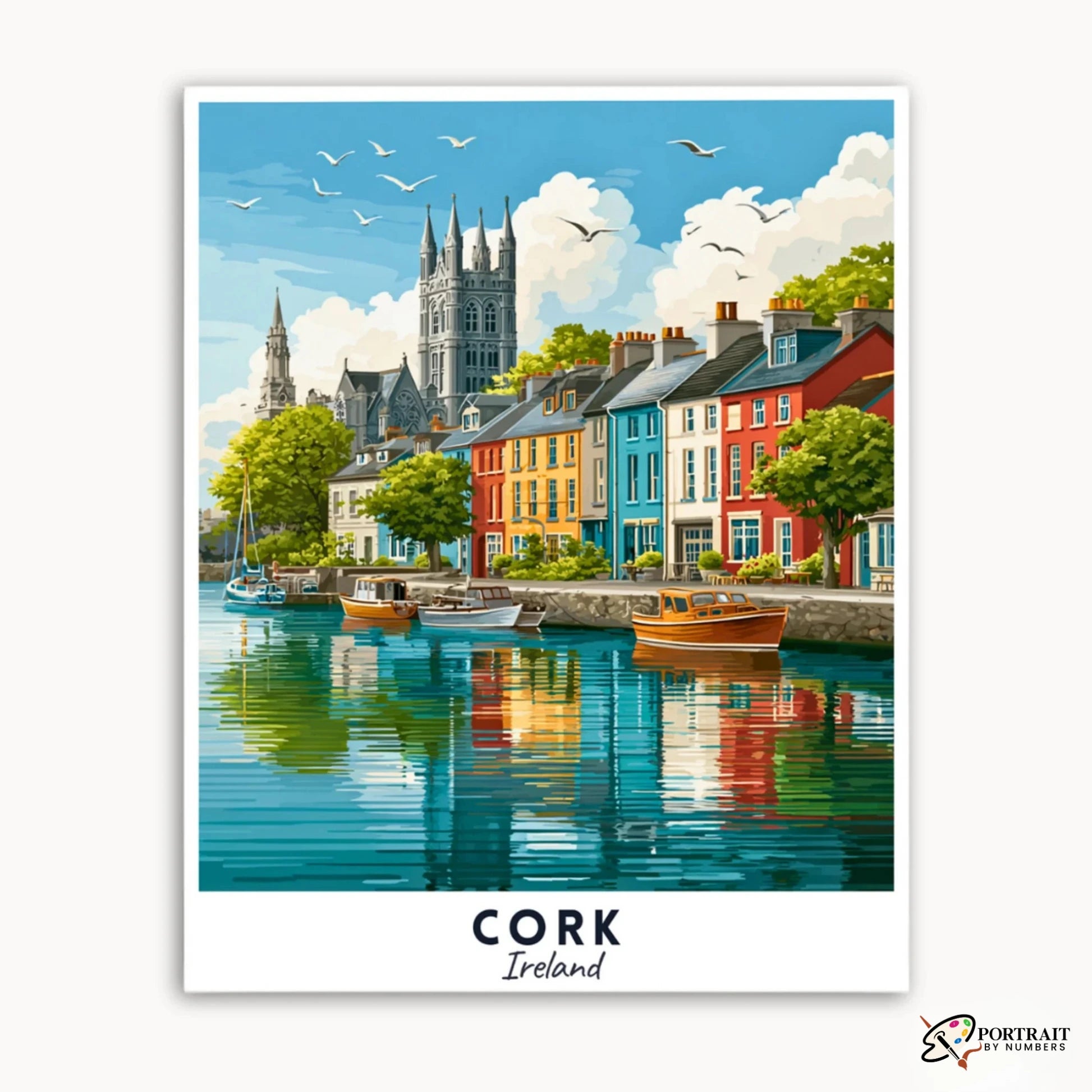 Cork - Travel Poster -  Paint by Numbers Kit for Adults -  Portrait By Numbers