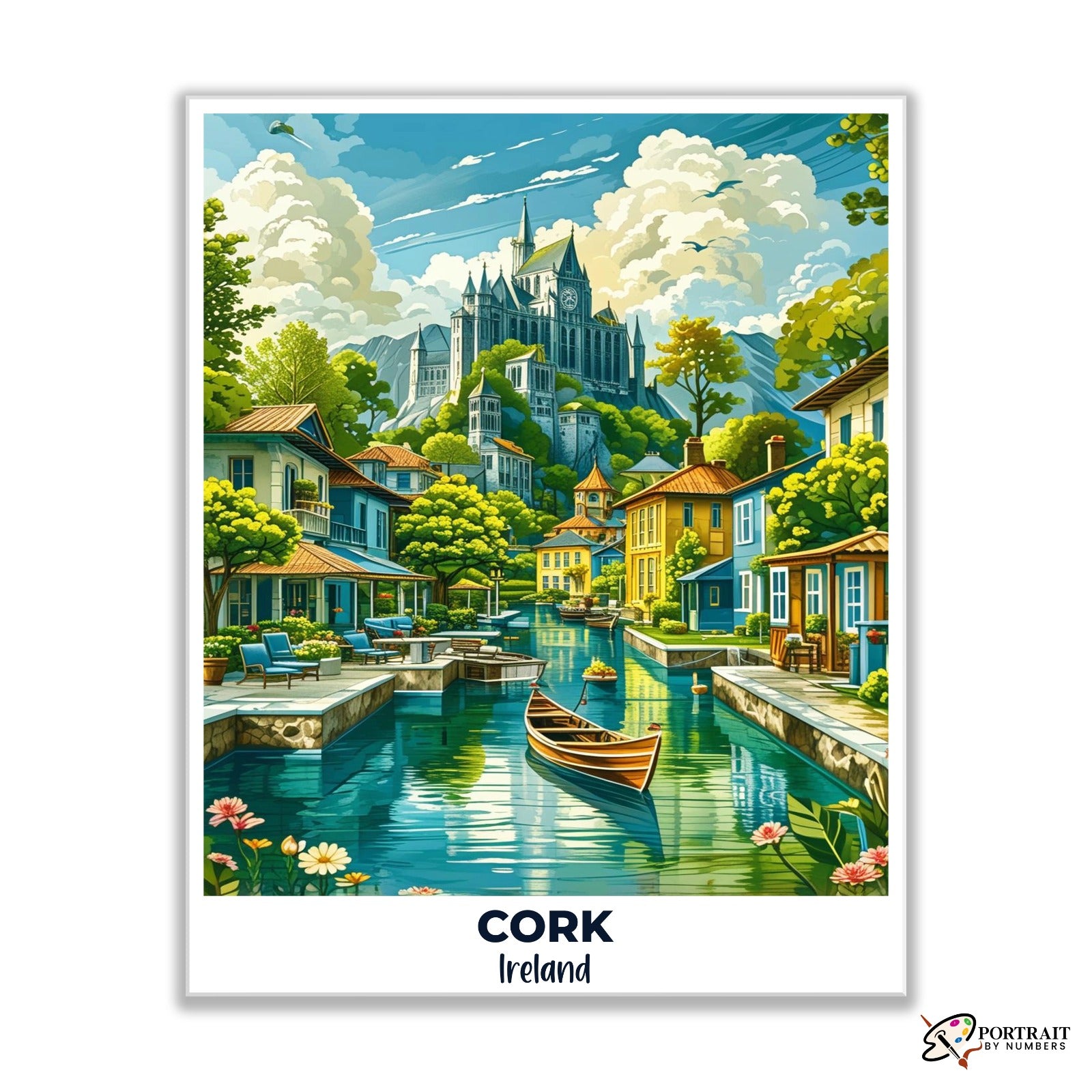Cork Travel Poster -  Paint by Numbers Kit for Adults -  Portrait By Numbers