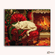 Cozy Christmas Cat Nap -  Paint by Numbers Kit for Adults -  Portrait By Numbers